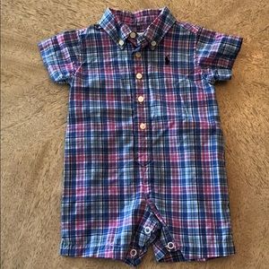 Ralph Lauren Plaid Romper Size 3 months